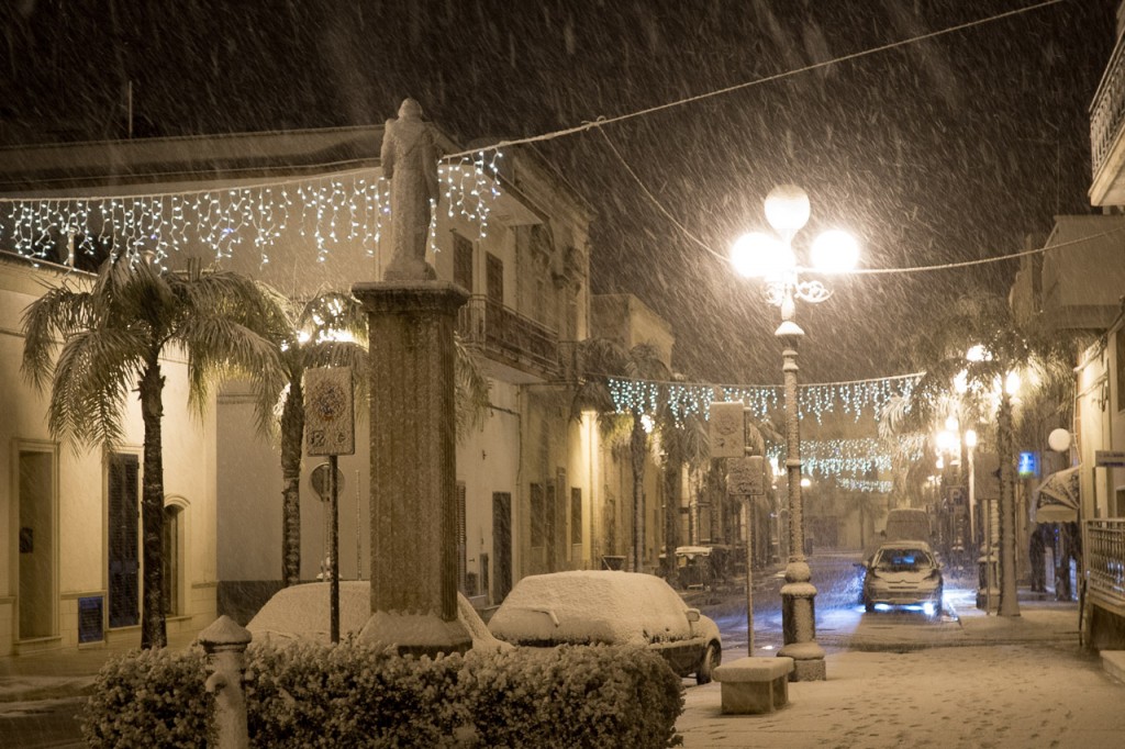 Maruggio, Italy, snow