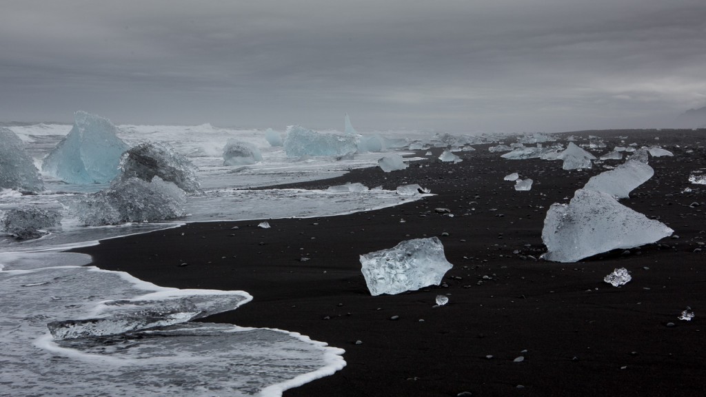 Icebergs on beach Iceland