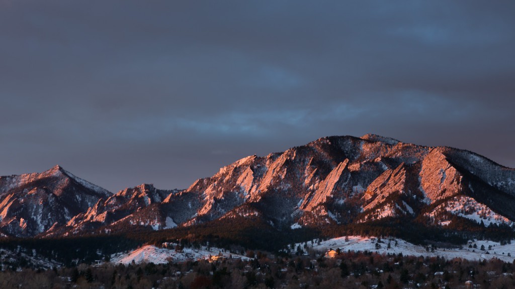 Winter sunrise, Boulder Flatirons