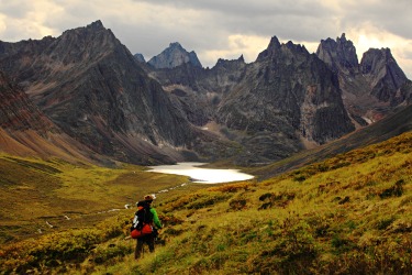 Hiker on Grizzly Lake trail